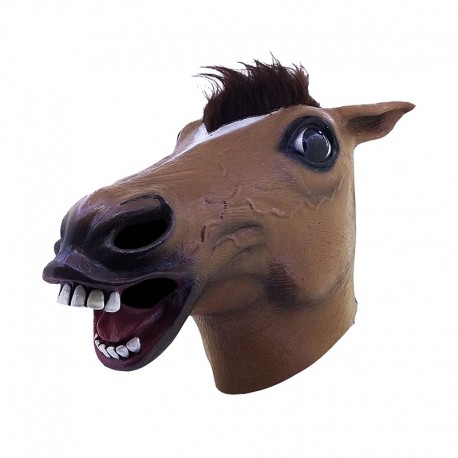 Máscara de caballo marrón con detalles realistas