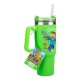 Vaso verde Minecraft con pajita y personajes