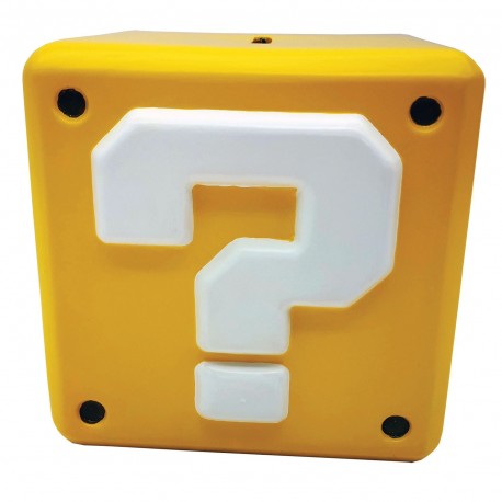 Hucha en forma de bloque de interrogación amarillo