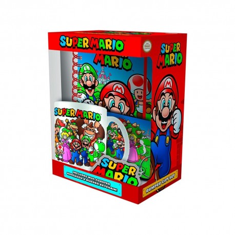Coffret cadeau Super Mario avec tasse, cahier, porte-clés et sous-verre