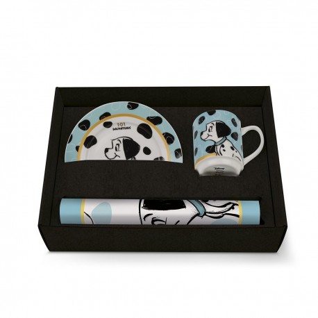 Conjunto de toalha, prato e caneca 101 Dálmatas Disney