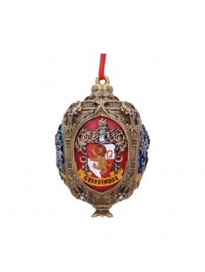 Adorno colgante con escudos de Gryffindor, Slytherin, Hufflepuff y Ravenclaw