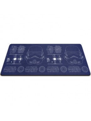 Alfombrilla azul de Star Wars con casco Stormtrooper y TIE Fighter