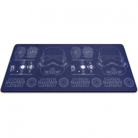 Alfombrilla azul de Star Wars con casco Stormtrooper y TIE Fighter