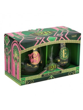 Set de 2 vasos de cristal Wicked con diseños dorados