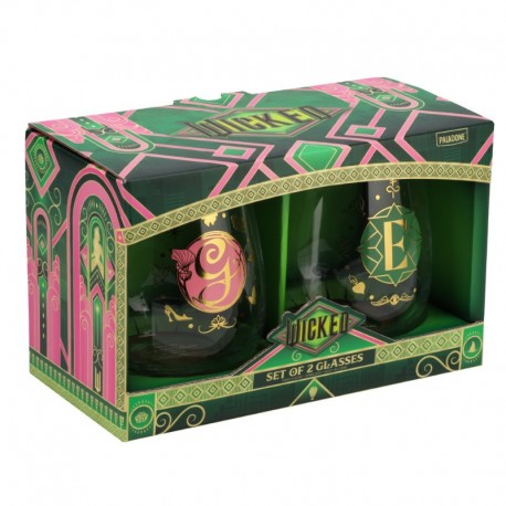 Set de 2 vasos de cristal Wicked con diseños dorados