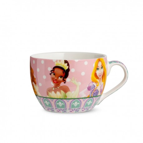 Taza Princesas Disney rosa con lunares blancos