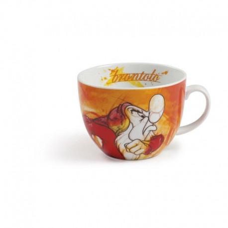 Taza naranja de Los 7 Enanitos con Gruñón