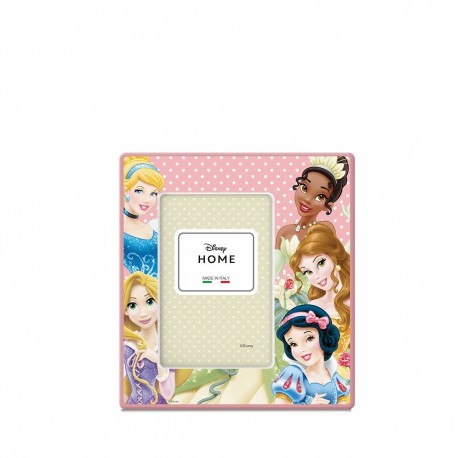 Portarretratos de Princesas Disney con fondo rosa y lunares blancos