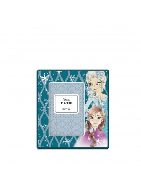 Portarretratos Disney Frozen con Elsa y Anna en fondo turquesa