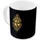 Taza térmica negra Hogwarts con escudo dorado y dragón