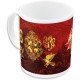 Taza térmica negra Hogwarts con escudo dorado y dragón