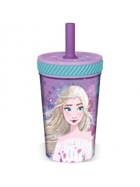 Vaso antivuelco violeta con diseño de Elsa de Frozen