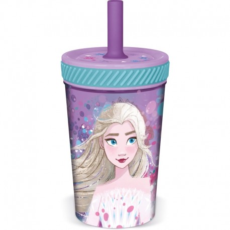 Vaso antivuelco violeta con diseño de Elsa de Frozen