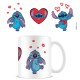 Taza de cerámica Stitch Disney con corazones y besos