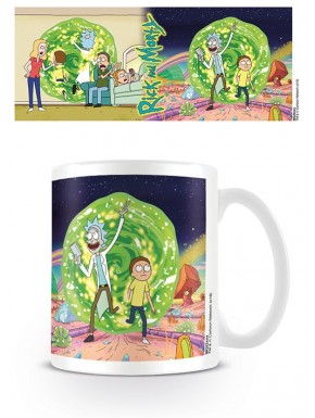 Taza de desayuno Rick & Morty con portal verde
