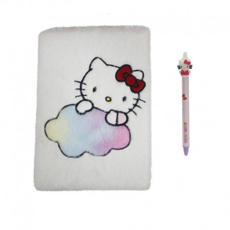 Cuaderno de peluche y bolígrafo Hello Kitty