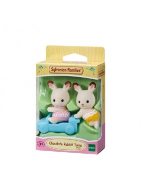 Sylvanian Families Gemelos Conejo Chocolate en coche azul