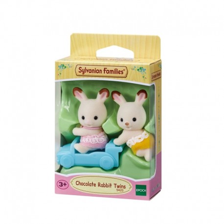Sylvanian Families Gemelos Conejo Chocolate en coche azul