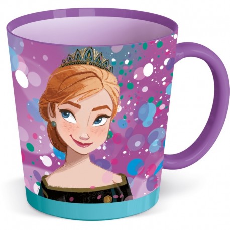Taza antivuelco Frozen violeta con ilustración de Anna