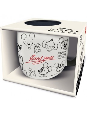 Taza vintage de Mickey Mouse con bocetos en blanco y negro