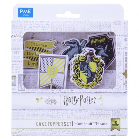 Set decoración cupcakes Hufflepuff con toppers de Harry Potter