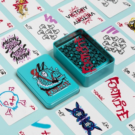 Juego de cartas Fortnite en lata azul turquesa