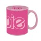 Taza de cerámica Barbie rosa con logo grande en fucsia