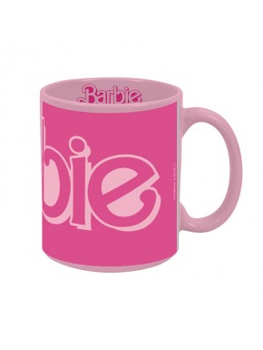 Taza de cerámica Barbie rosa con logo grande en fucsia