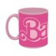 Taza de cerámica Barbie rosa con logo grande en fucsia