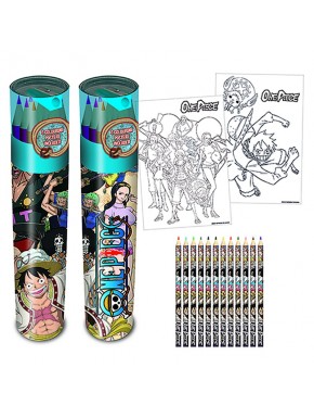 Tubo de lápices de colores One Piece Whole Cake Island con pósteres