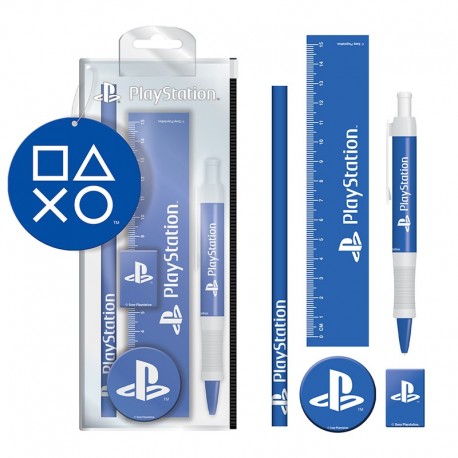 Set de papelería escolar Playstation azul