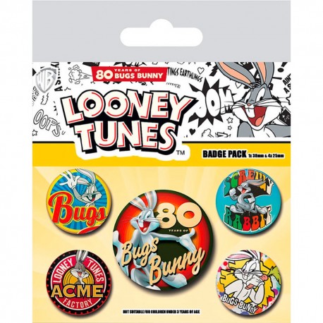Set de chapas Bugs Bunny 80 aniversario Looney Tunes