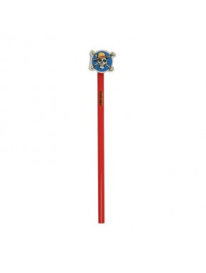 Crayon rouge One Piece avec gomme Monkey D. Luffy