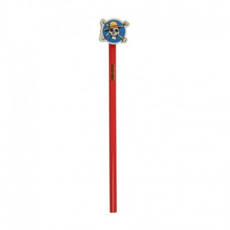 Lápiz rojo de One Piece con goma de Monkey D. Luffy