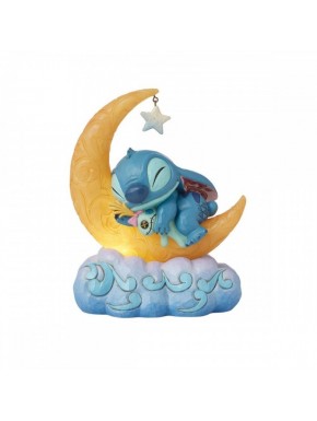 Figura de Stitch y Scrump sobre una luna amarilla
