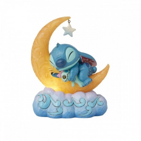 Figura de Stitch y Scrump sobre una luna amarilla