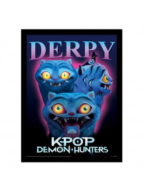 Póster enmarcado KPop Demon Hunters Derpy con gatos azules