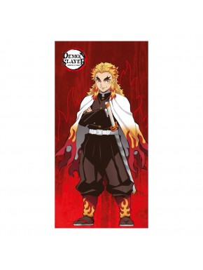 Toalha Demon Slayer 140 x 70 cm com personagem em fundo vermelho