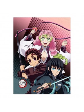 Manta Demon Slayer con Tanjiro, Mitsuri y Muichiro