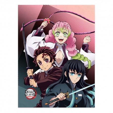 Manta Demon Slayer con Tanjiro, Mitsuri y Muichiro