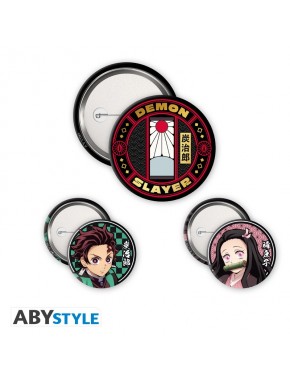 Pack de cuatro pins de Demon Slayer con Tanjiro y Nezuko