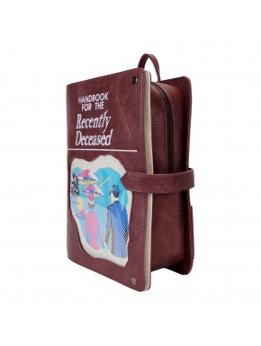 Mochila mini Beetlejuice de Loungefly con diseño de 'Handbook for the Recently Deceased'