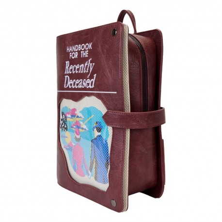 Mochila mini Beetlejuice de Loungefly con diseño de 'Handbook for the Recently Deceased'