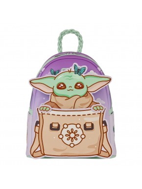 Mini sac à dos Grogu Star Wars violet avec papillons