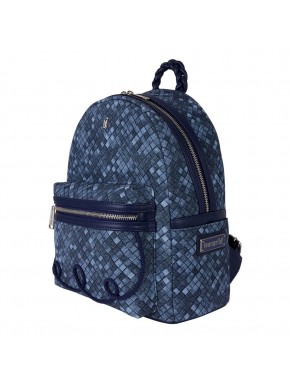 Mochila mini denim Loungefly azul com padrão entrelaçado