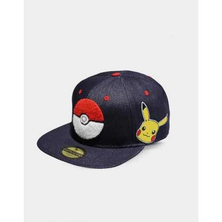 Gorra Pokemon snapback denim Pikachu y Pokeball