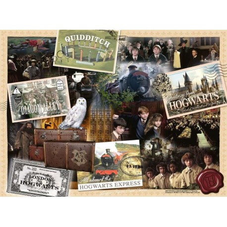 Puzzle Harry Potter de 300 piezas mostrando escenas de Hogwarts