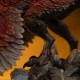 Estatua de dinosaurio Jurassic World Dominion en paisaje nevado