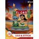Diorama de Lilo e Stitch com placa Aloha